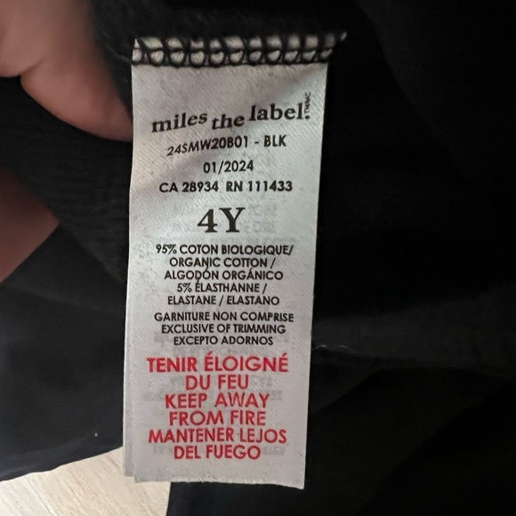 Miles the Label Black Kids Jogger cotton Pants Size 4 - Picture 5 of 5